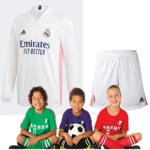 Kid's Real Madrid Home Long sleeve Suit 20/21 (Customizable)